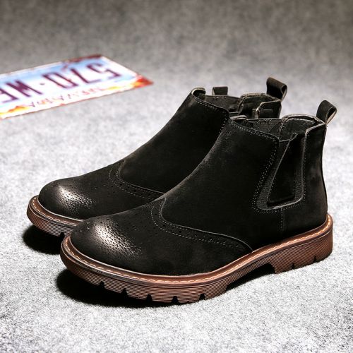 Boots - chaussures en Nubuck ronde pour hiver - tendance des jeunes - semelle caoutchouc - Ref 957708