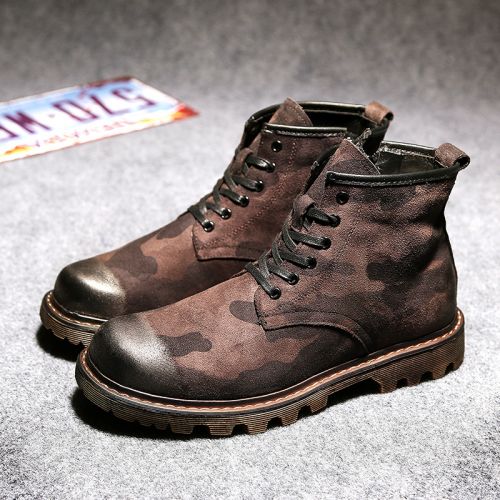 Boots - chaussures en Nubuck ronde pour hiver - tendance des jeunes - semelle caoutchouc - Ref 957709