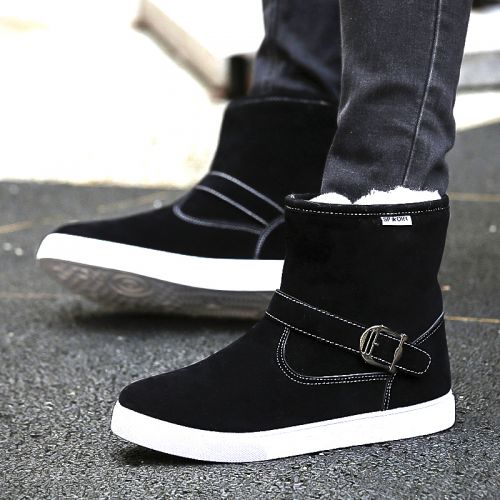 Boots - chaussures en Microfiber ronde pour hiver - loisir - semelle caoutchouc - Ref 957719