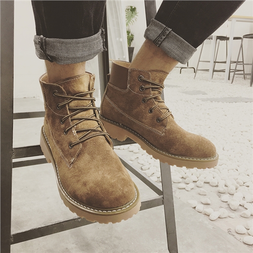 Boots - chaussures en chamois ronde - tendance des jeunes - semelle TPR - Ref 957724