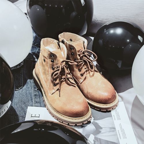 Boots - chaussures dont première couche de peau de porc ronde pour hiver - tendance des jeunes - semelle TPR - Ref 95