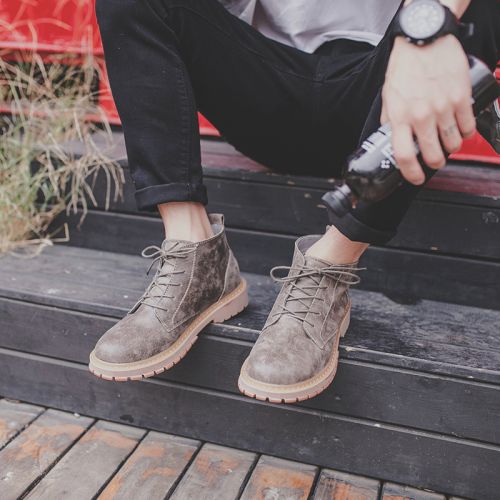 Boots - chaussures dont première couche de peau de porc ronde pour hiver - tendance des jeunes - semelle caoutchouc - Ref 95773