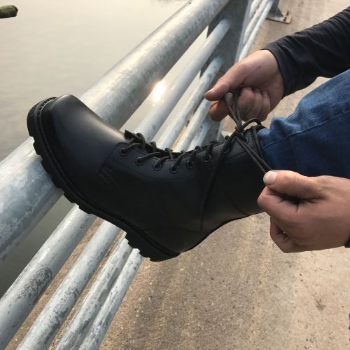 Boots militaires pour homme en cuir de vache fendu - dérapage Ref 1396863
