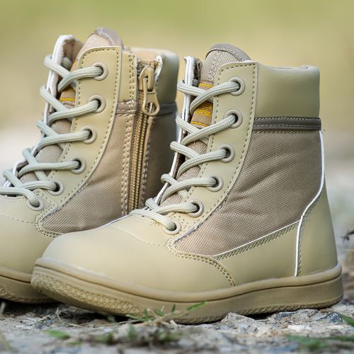 Boots militaires pour enfant en cuir de vache fendu - soutien Ref 1396874