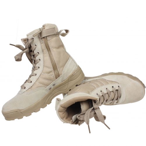 Boots militaires pour homme en cuir de vache fendu - Ref 1397037