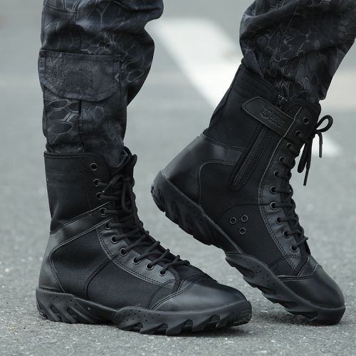 Boots militaires en Nylon + cuir - dérapage Ref 1397092