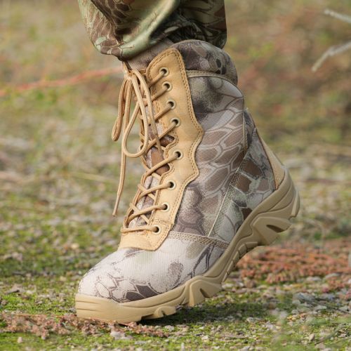 Boots militaires en cuir de vache fendu - porter Ref 1397456