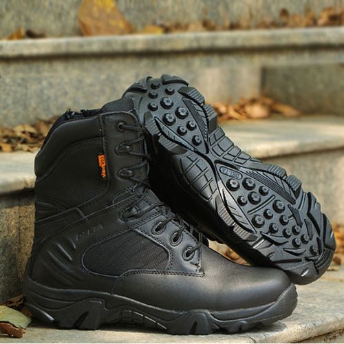 Boots militaires en cuir de vache fendu - Ref 1397478