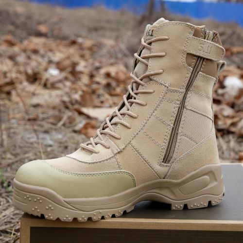 Boots militaires pour homme en cuir de vache fendu - dérapage Ref 1397578