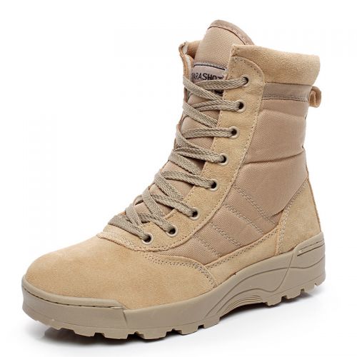 Boots militaires en cuir de vache fendu - Ref 1397788