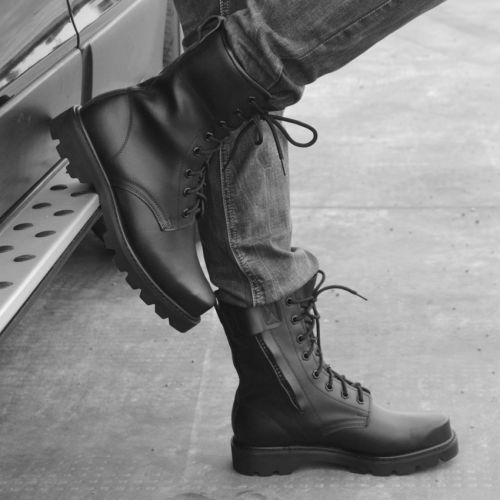 Boots militaires pour Lovers Première couche en cuir - porter Ref 1397912