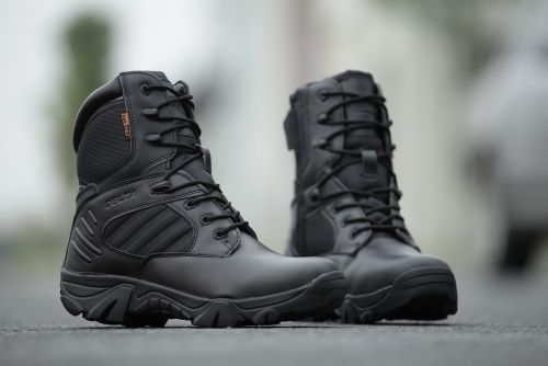 Boots militaires DONOW en cuir de vache fendu - Ref 1398488