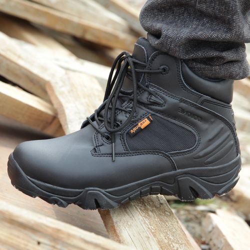 Boots militaires pour homme en cuir de vache fendu - Ref 1398664