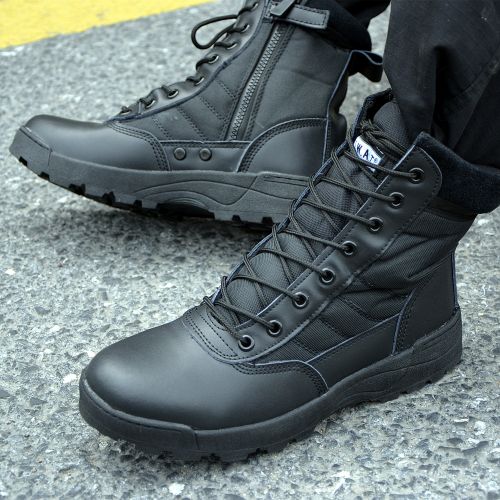 Boots militaires pour homme en cuir de vache fendu - dérapage Ref 1398825