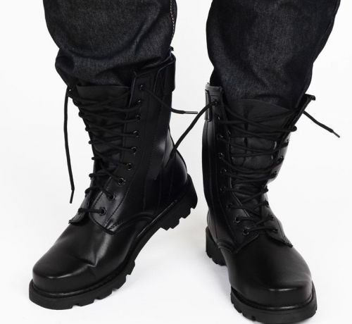 Boots militaires en cuir de vache fendu - porter Ref 1399920