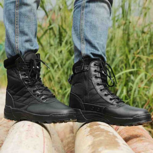 Boots militaires pour homme ASIAON en cuir de vache fendu - dérapage Ref 1400279