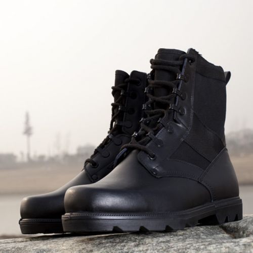 Boots militaires pour homme en cuir de vache fendu - choc Ref 1400746