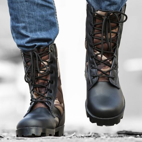 Boots militaires pour homme en cuir de vache fendu - amortissement Ref 1401757