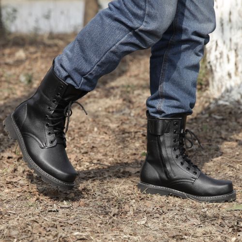 Boots militaires en cuir de vache fendu - dérapage Ref 1402111