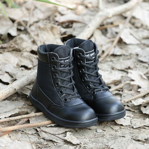 Boots militaires pour enfant en cuir de vache fendu - porter Ref 1402134