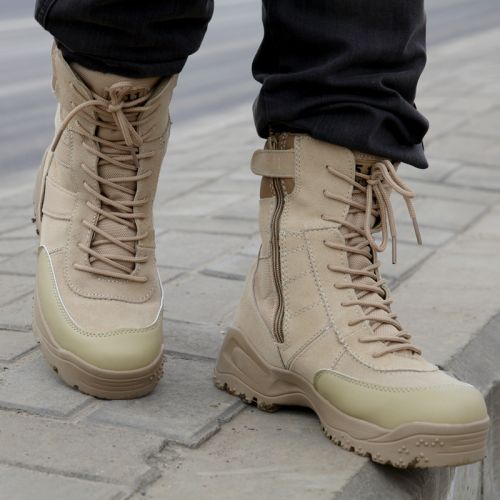 Boots militaires pour homme en cuir de vache fendu - dérapage Ref 1402382