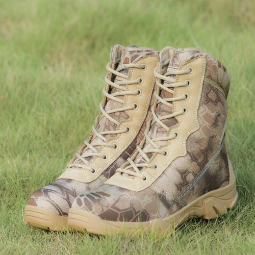 Boots militaires en cuir de vache fendu - Ref 1402561