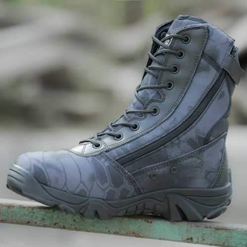 Boots militaires en cuir de vache fendu - Ref 1402570