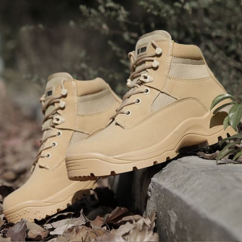 Boots militaires en cuir de vache fendu - Ref 1402622