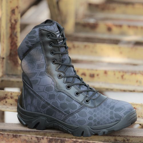 Boots militaires en cuir de vache fendu - Ref 1402640