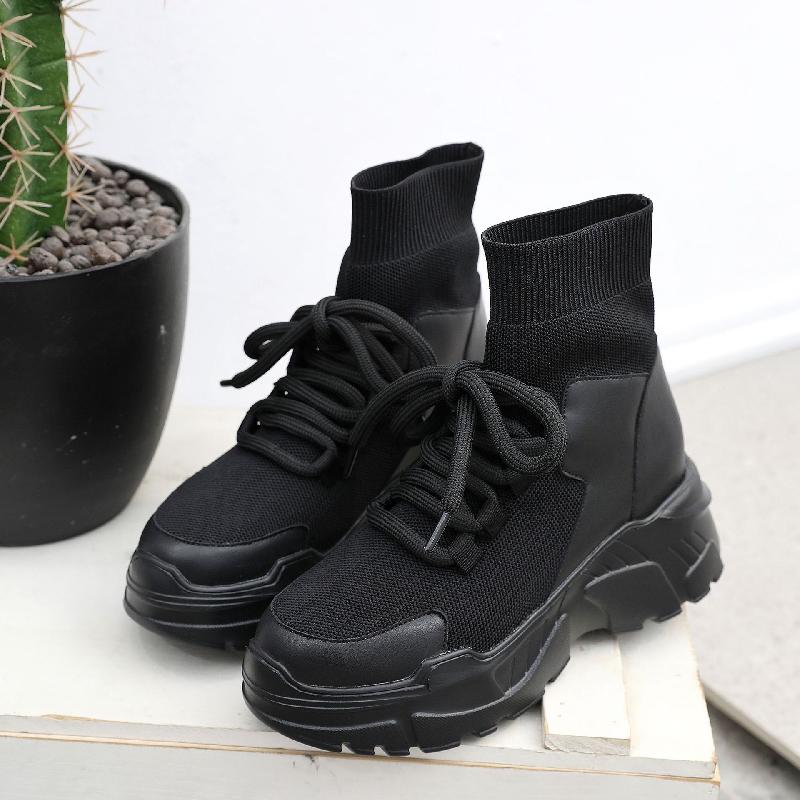 Bottes femme en Tricot + cuir - Ref 3354313
