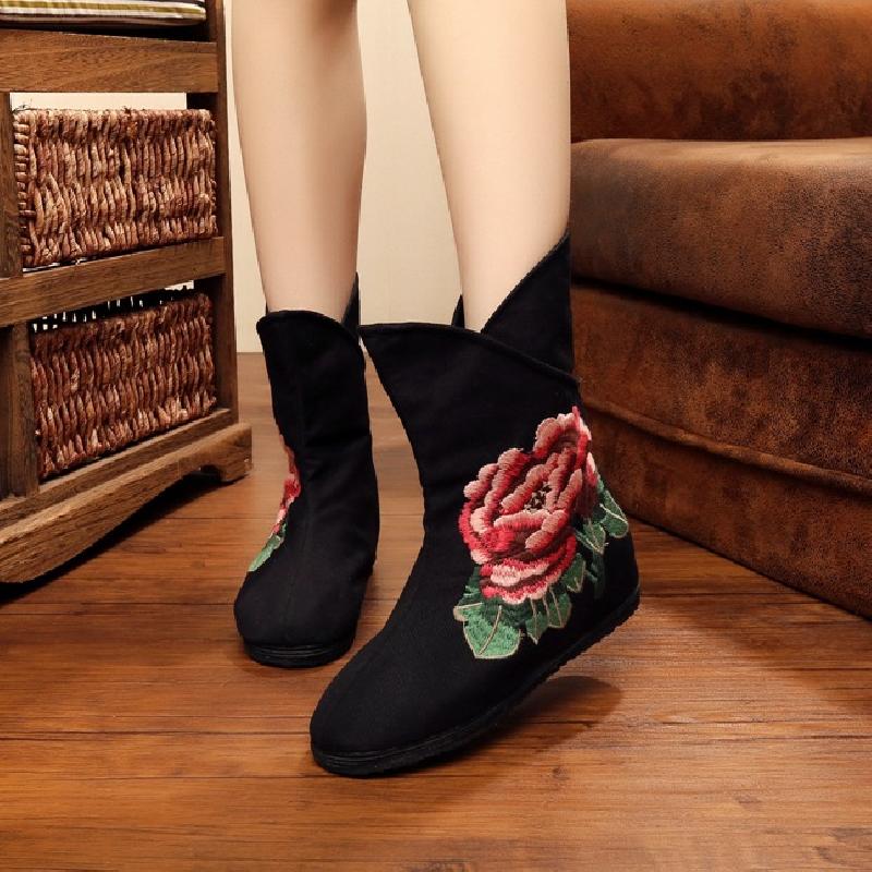 Bottes femme BORD DE BRODERIE JING en Tissu de coton - Ref 3355121