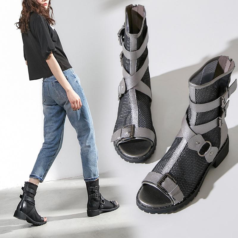 Bottes femme en Première couche vachette + mesh - Ref 3355644