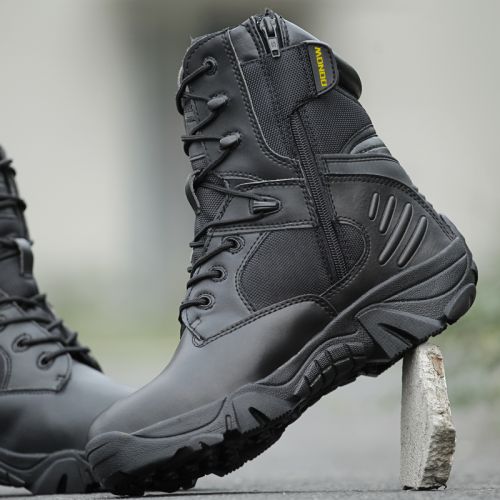 Bottes militaires en cuir de vache fendu - Ref 1396770