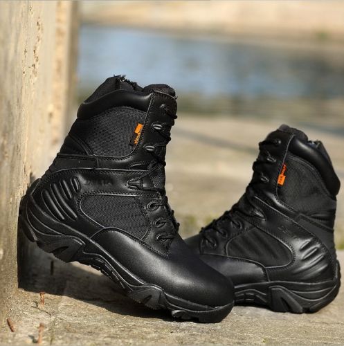 Bottes militaires pour homme en cuir de vache fendu - dérapage Ref 1396918