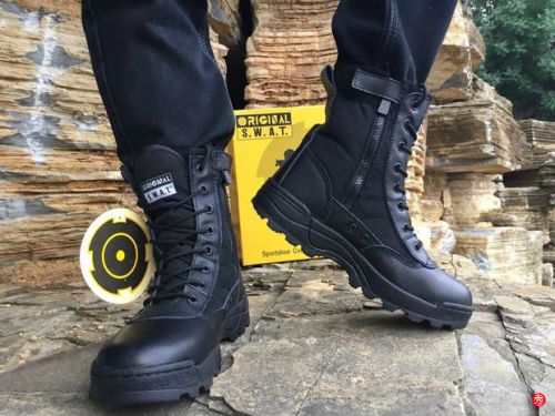 Bottes militaires pour homme en cuir de vache fendu - dérapage Ref 1397246