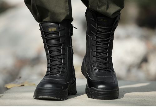 Bottes militaires pour homme en cuir de vache fendu - dérapage Ref 1397316