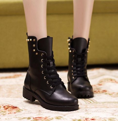 Bottes militaires pour femme en cuir - Ref 1397328