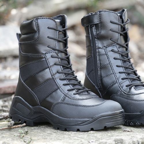 Bottes militaires en cuir de vache fendu - Ref 1397609