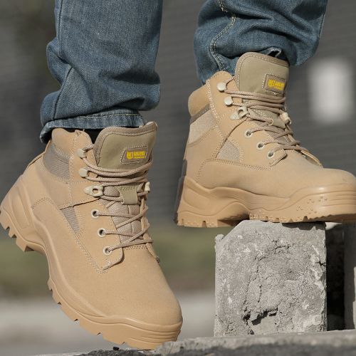 Bottes militaires pour homme en cuir de vache fendu - porter Ref 1397616