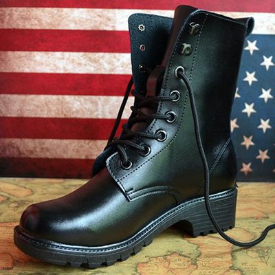 Bottes militaires pour femme FREE KNIGHT en cuir de vache fendu - dérapage Ref 1397638
