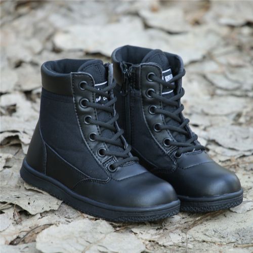 Bottes militaires pour enfant en cuir de vache fendu - porter Ref 1398186