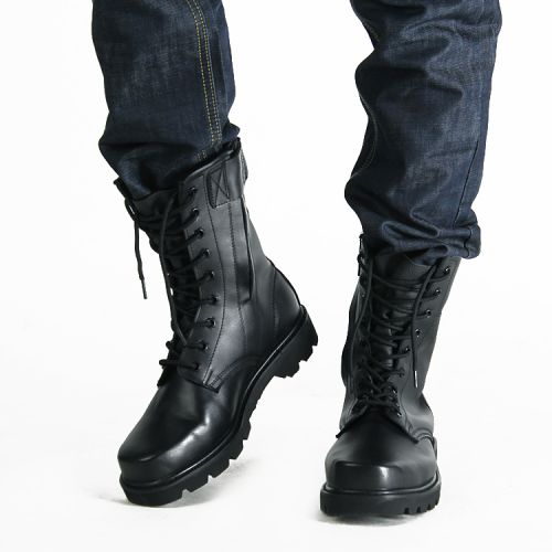 Bottes militaires pour homme en cuir de vache fendu - porter Ref 1398383