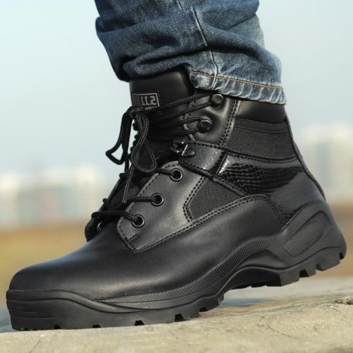 Bottes militaires pour homme en cuir de vache fendu - porter Ref 1398557