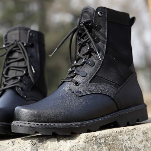 Bottes militaires pour homme en cuir de vache fendu - porter Ref 1398584