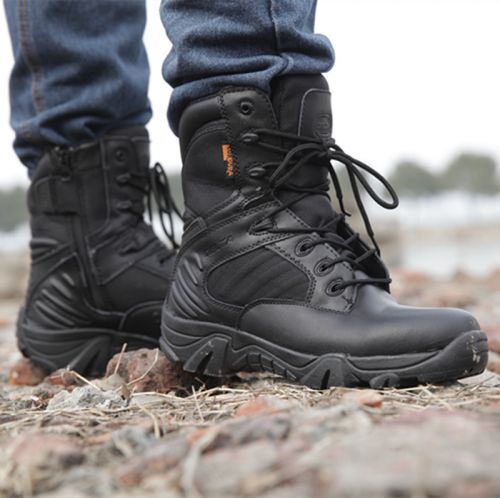 Bottes militaires pour homme en cuir de vache fendu - dérapage Ref 1398701