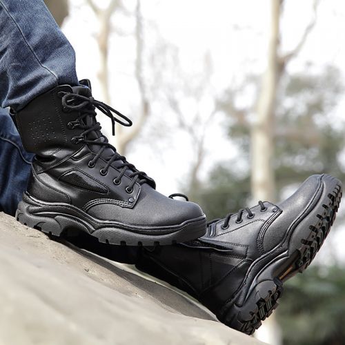 Bottes militaires pour homme en cuir de vache fendu - porter Ref 1398800