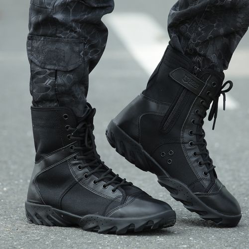 Bottes militaires pour homme en Nylon + cuir - Ref 1398839