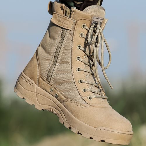 Bottes militaires pour homme en cuir de vache fendu - dérapage Ref 1399162