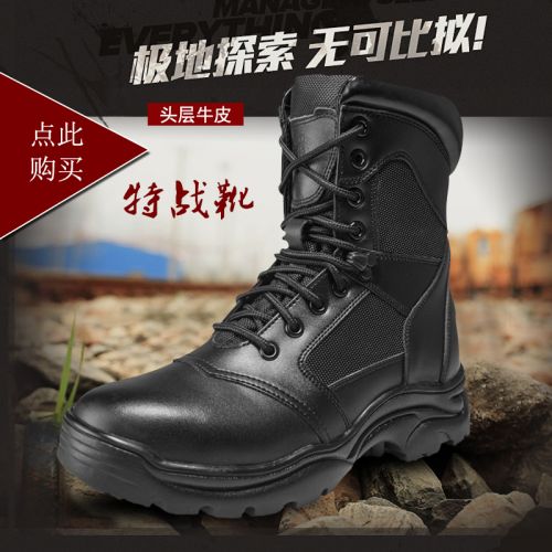 Bottes militaires pour homme Première couche en cuir - Ref 1399235