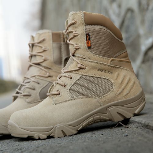 Bottes militaires pour homme en cuir de vache fendu - dérapage Ref 1399322